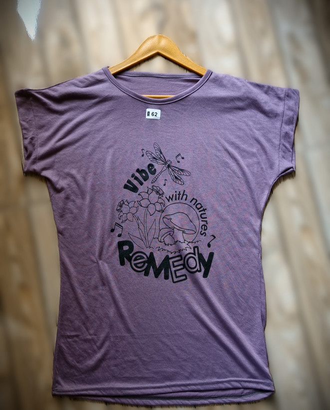 تیشرت زنانه ویسکوز بنفش چاپ سنجاقک